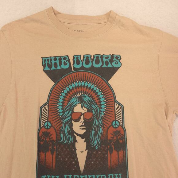 The Doors Band Casual Crew Neck Graphic Shirt Mens Size Extra Large XL Tan - Picture 1 of 9